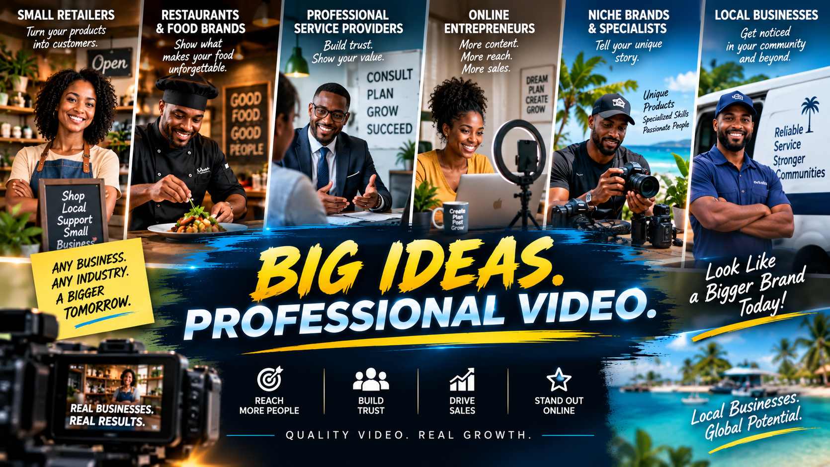 Big Ideas. Professional Video. ClarityWorks creates video promotions for retailers, restaurants, service providers, entrepreneurs, niche brands and local businesses.
